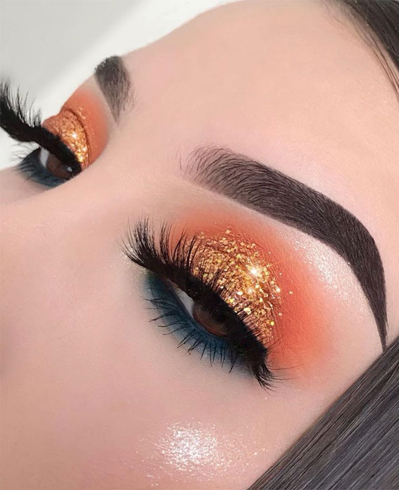 skuffe glide strand Gorgeous Eyeshadow Looks The Best Eye Makeup Trends – Shimmery Orange Look