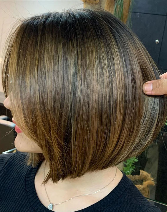 54 Beautiful Ways To Rock Brown Hair This Season : Bob cut illuminated