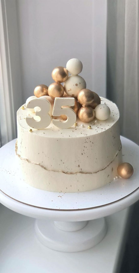 54 Jaw-Droppingly Beautiful Birthday Cake : 35th White birthday cake