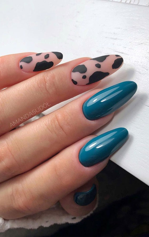 animal print nail tips, cow print nails, different color nails on each finger, mismatched leopard nails, nail designs, nail art, animal print nails , nail designs 2020, leopard print nails, leopard print nails 2020, leopard nails design, cheetah nails, animal print nails 2020