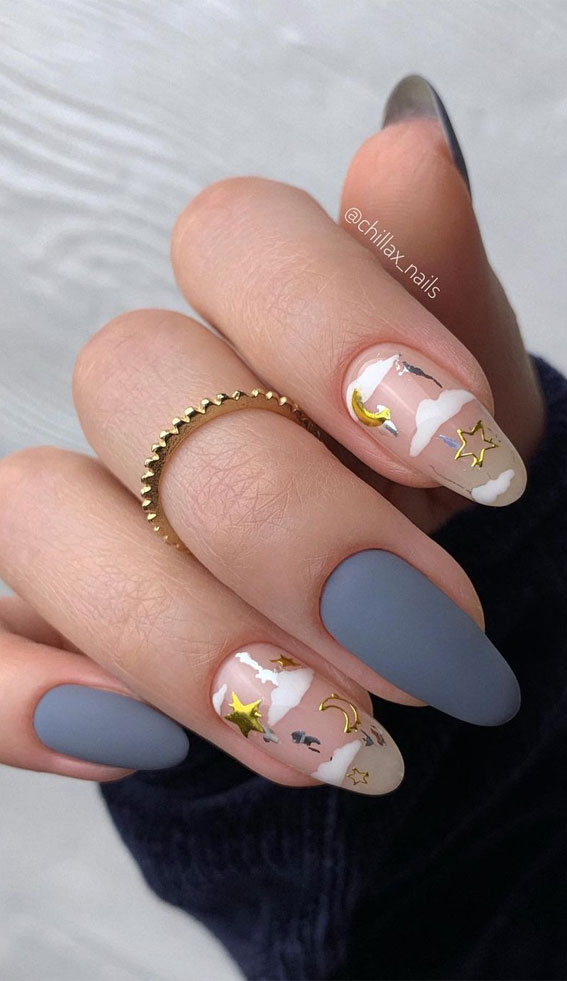 Stylish Nail Art Designs That Pretty From Every Angle : Cloud, Moon and Star  Nails