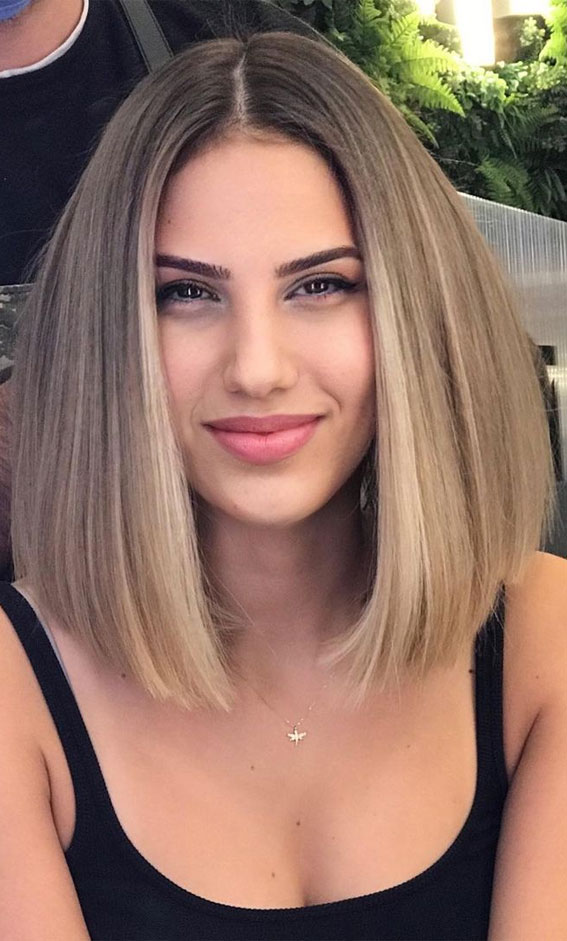 49+ Best Winter Hair Colours To Try In 2020 : Ombre Blonde Lob hair