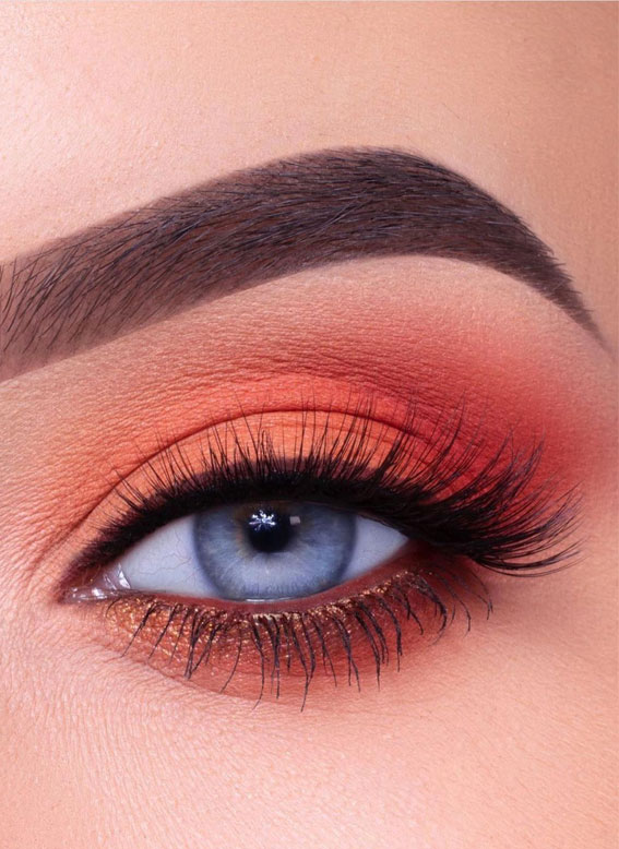65 Pretty Eye Makeup Looks : coral makeup for blue eyes