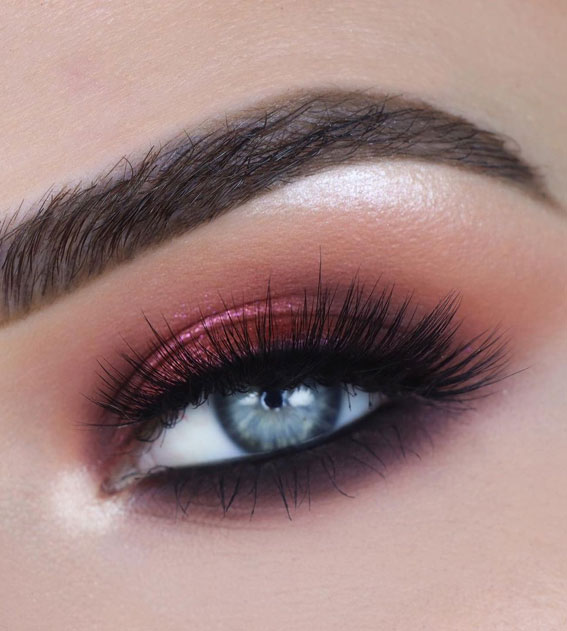 65 Pretty Eye Makeup Looks : Berry makeup look for blue eyes