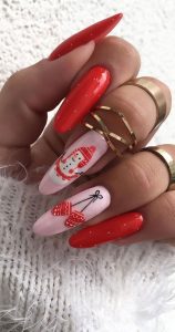 Pretty Festive Nail Colours & Designs 2020 : Pink and Red Christmas Nails