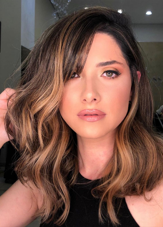 Gorgeous Hair Colour Trends For 2021 : Brunette lob haircut with bangs