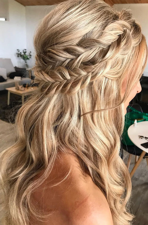 Half Up Hairstyles That Are Pretty For 2021 : Half up half down with a braid