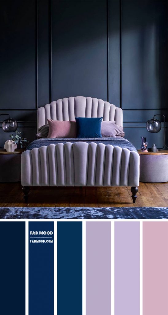 Lavender and Navy Blue Bedroom Colour Scheme