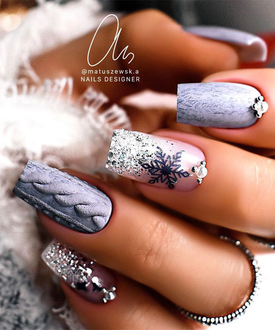 2020 new premium gray blue nail art | Oje, Manikür, Tırnak