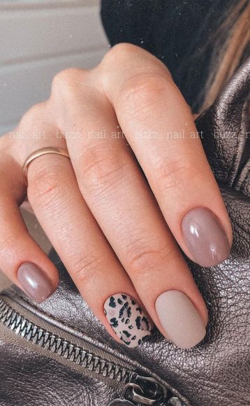 Creative & Pretty Nail Trends 2021 : Leopard and Neutral Nails