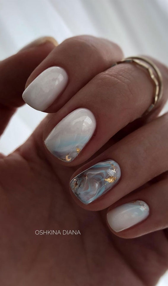Creative & Pretty Nail Trends 2021 : Subtle Marble on Blush Nails