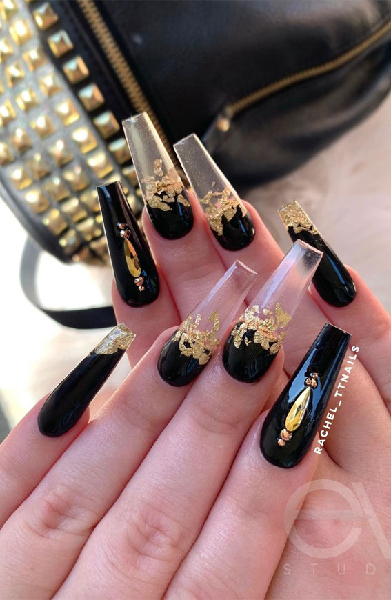 Stylish Nail Art Designs That Pretty From Every Angle : Black, gold and  white nails
