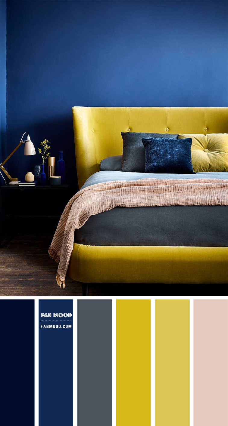 navy blue and yellow bedroom color schemes, navy blue and yellow bedroom color combination, navy blue and yellow color combo, navy blue and yellow bedroom decorating ideas, navy blue and yellow bedroom decor ideas, dark grey and yellow color palette, grey navy blue and yellow color combination