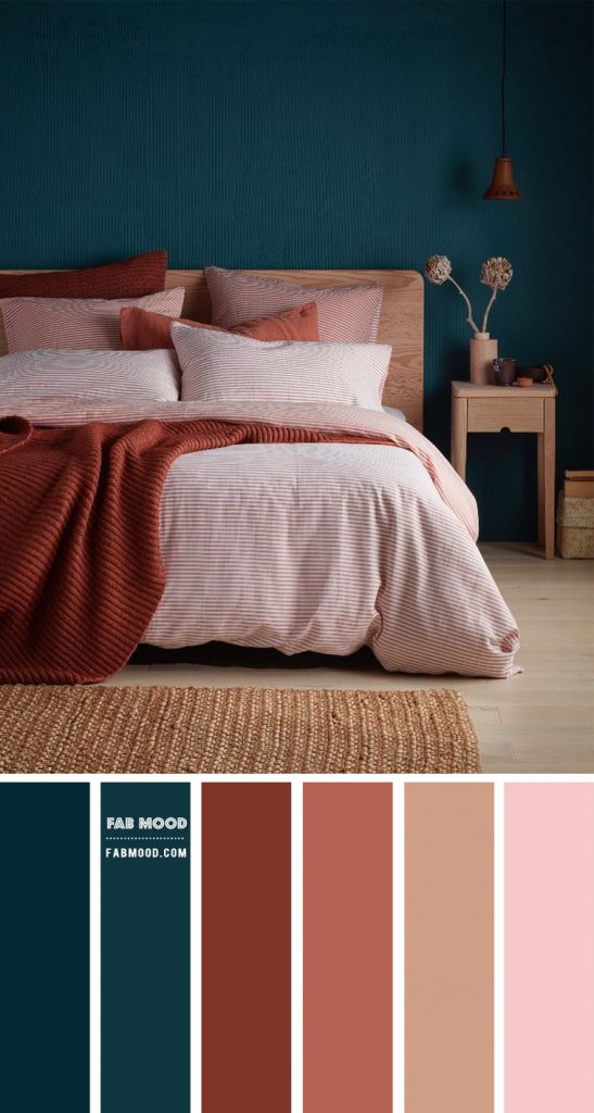 Deep Ocean and Sienna Bedroom Colour Scheme | Teal and Sienna
