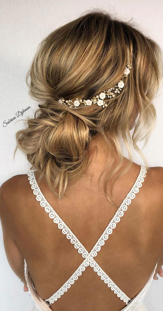 54 Cute Updo Hairstyles That Are Trendy for 2021 : Messy Updo For Modern  Brides
