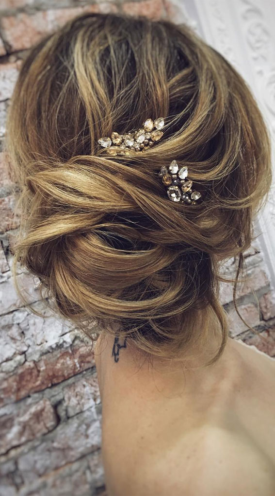 54 Cute Updo Hairstyles That Are Trendy for 2021 : Messy & Edgy Updo