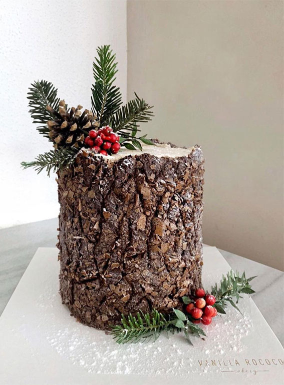 Winter Cake Ideas Must Try This​ Winter​ Season : Tree Stump Winter Cake