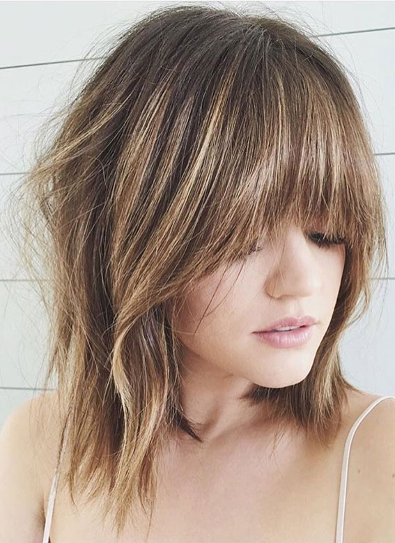 21 Cute Lob With Bangs To Copy in 2021 : Blond on brown ...