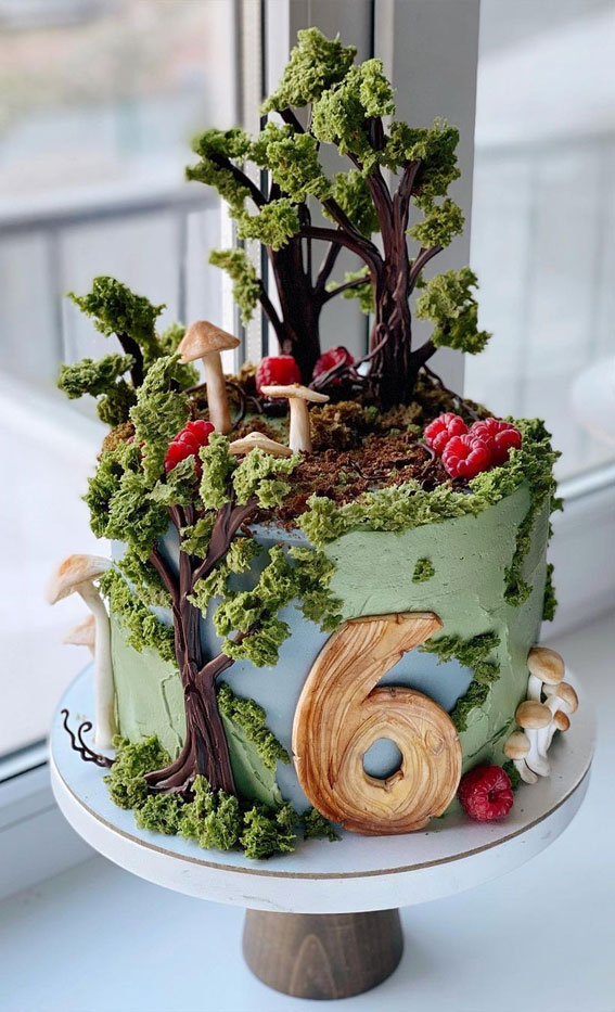 forest birthday cake, children birthday cake ideas, birthday cake ideas, 6th birthday cake ideas