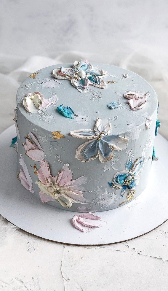 floral painted birthday cake, birthday cake, birthday cake ideas, hand painted birthday cake