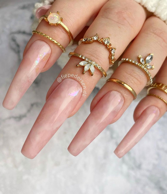 marble nails, rose quartz nails, gel nails, pink gel nails, long coffin nails 2021, nail art designs 2021, nail ideas 2021