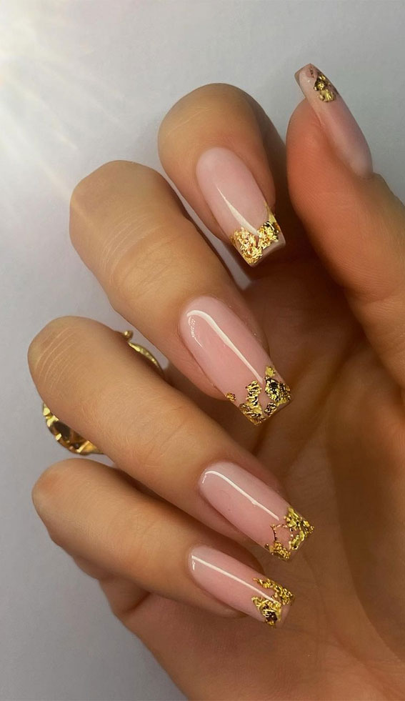 gold french tips, gold french manicure, french gold tips, french nail tips, french twist nails, gold nail tips, gold nail tip ideas