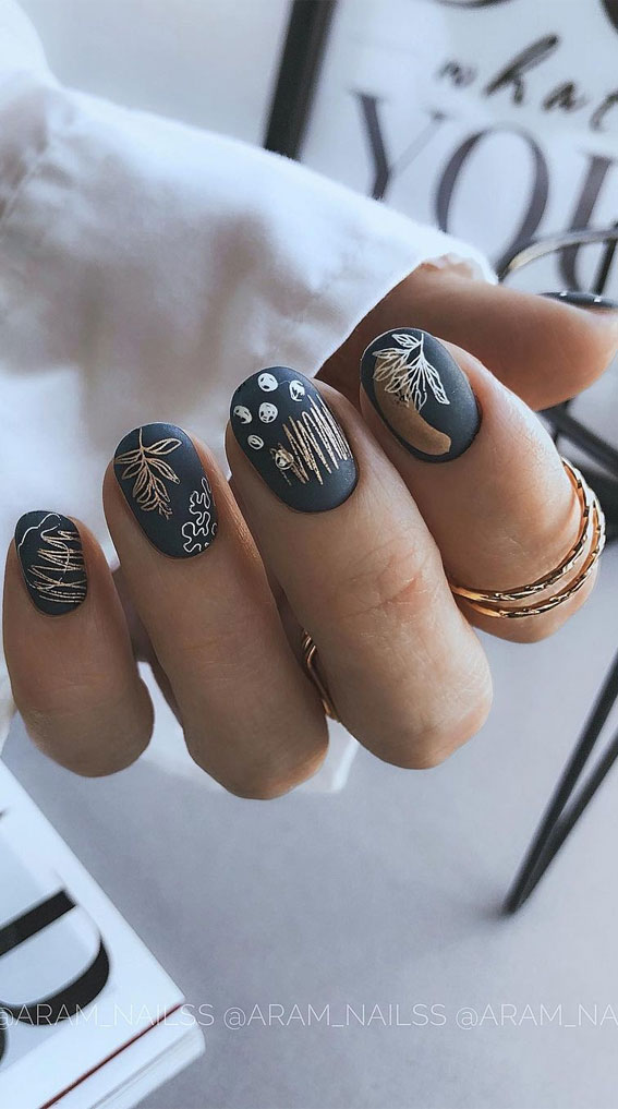 Stylish Nail Art Design Ideas To Wear in 2021 : Matte Navy Blue Nails
