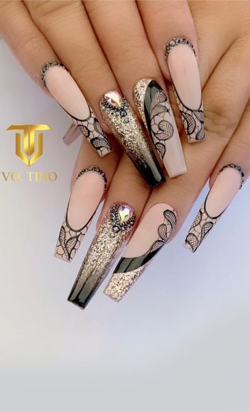 Stylish Nail Art Design Ideas To Wear in 2021 : Lace on nude nails