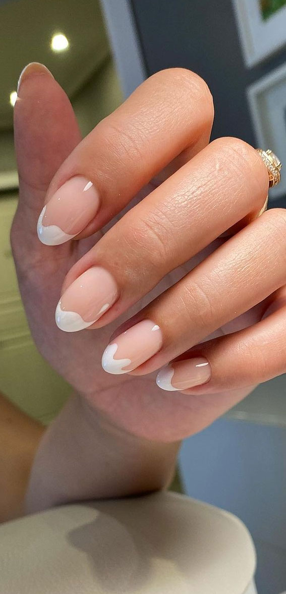 white tip nails, round white tip nails, french tip nails, white tip nails short, white tip nails design, modern white tip nails 2021, twist white tip nails, white tip nails 2021, nail trends 2021