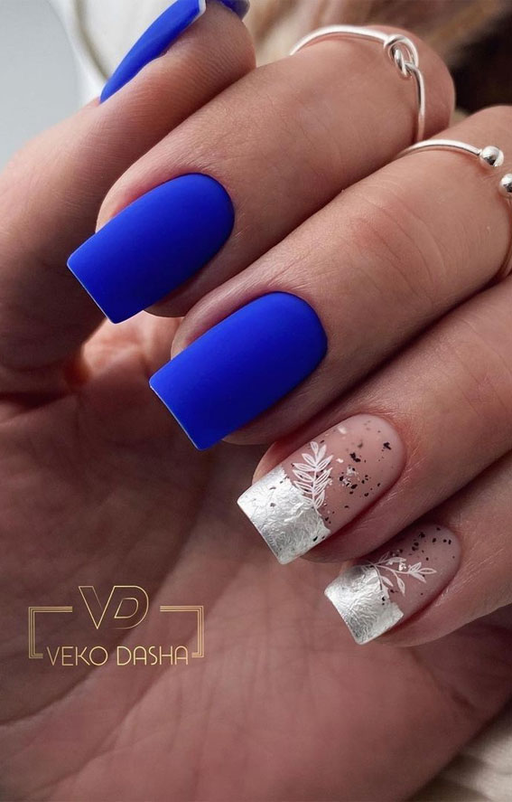 royal blue nails, nail trends 2021, bright blue nails design