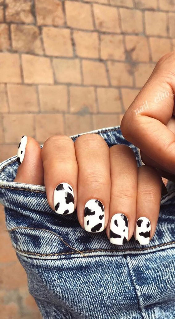 cow print nails pink, nail art designs 2021, nail trends 2021, cow print nails acrylic, cow print nails coffin, pastel cow print nails
