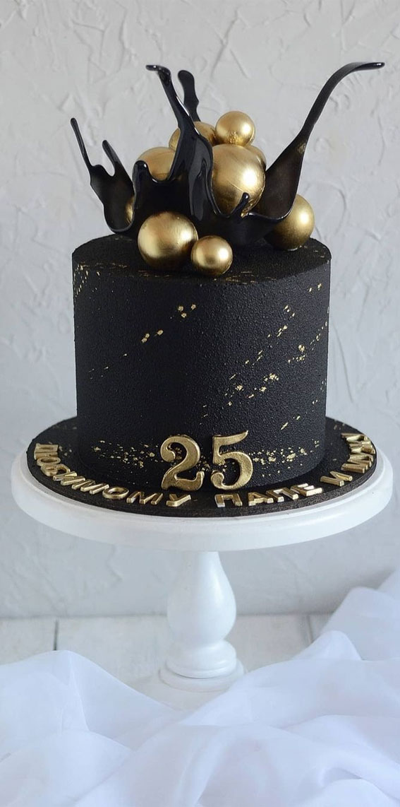 black birthday cake , 25th birthday cake ideas, black and gold birthday cake ideas, black and gold birthday cake design