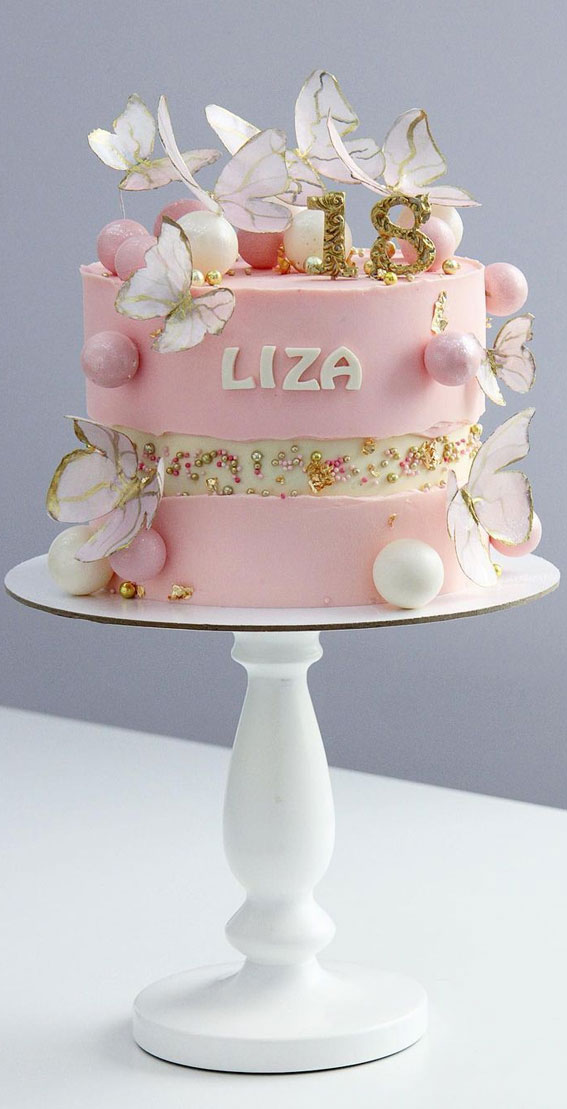 18th birthday cake ideas, pink birthday cake, cake designs 2021, cake ideas, buttercream cake, buttercream cake ideas, birthday cake ideas #birthdaycake