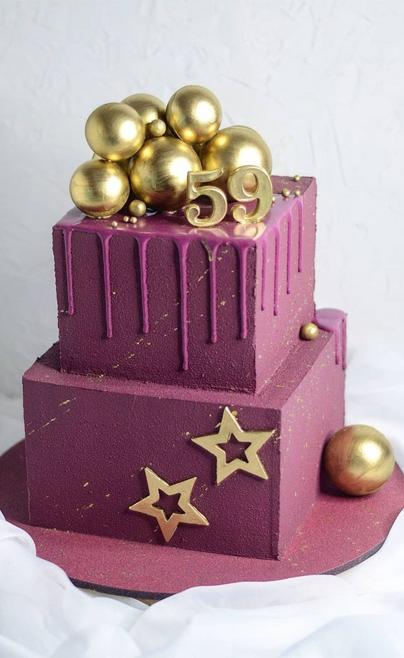 magenta and gold birthday cake, cake designs 2021, cake ideas, buttercream cake, buttercream cake ideas, birthday cake ideas #birthdaycake