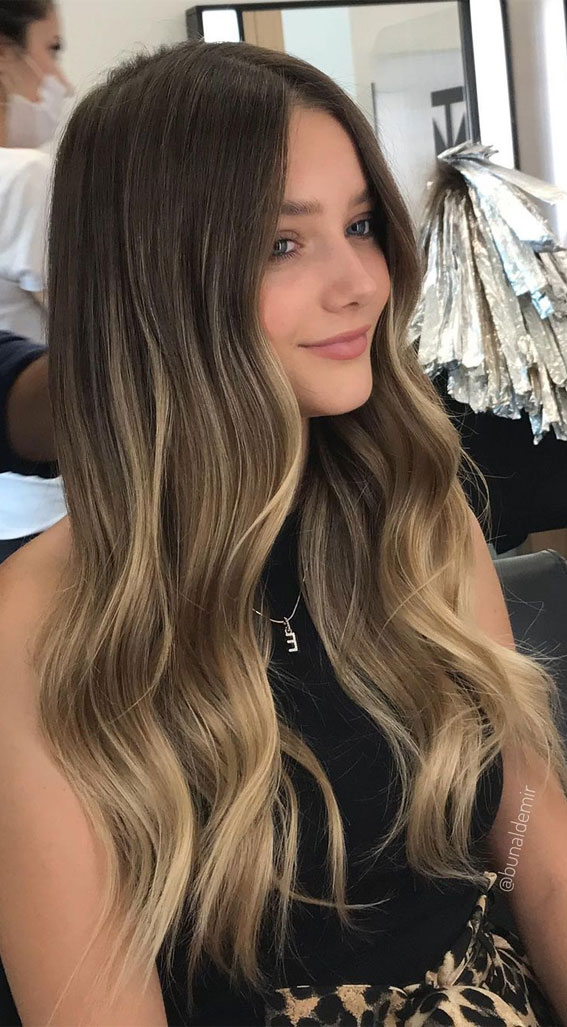 Brown Hair Colour Ideas for 2021 : Brown hair with ombre blonde, fabmood
