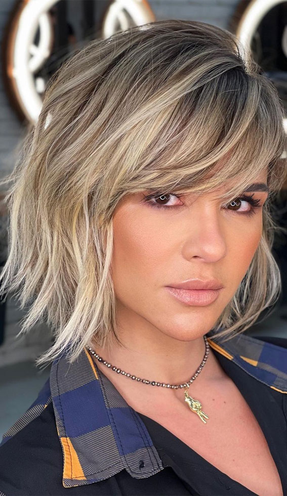 Cute Ways to Style a Long Bob with Bangs : Blonde Ice Cream with bangs