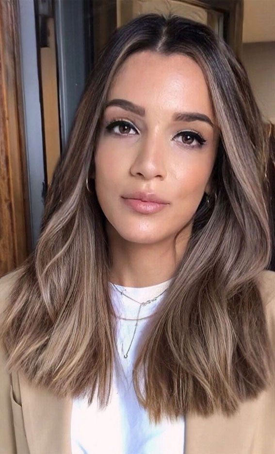 Trendy Brown Hair Colour Ideas for 2021 : Chocolate brown with honey blonde