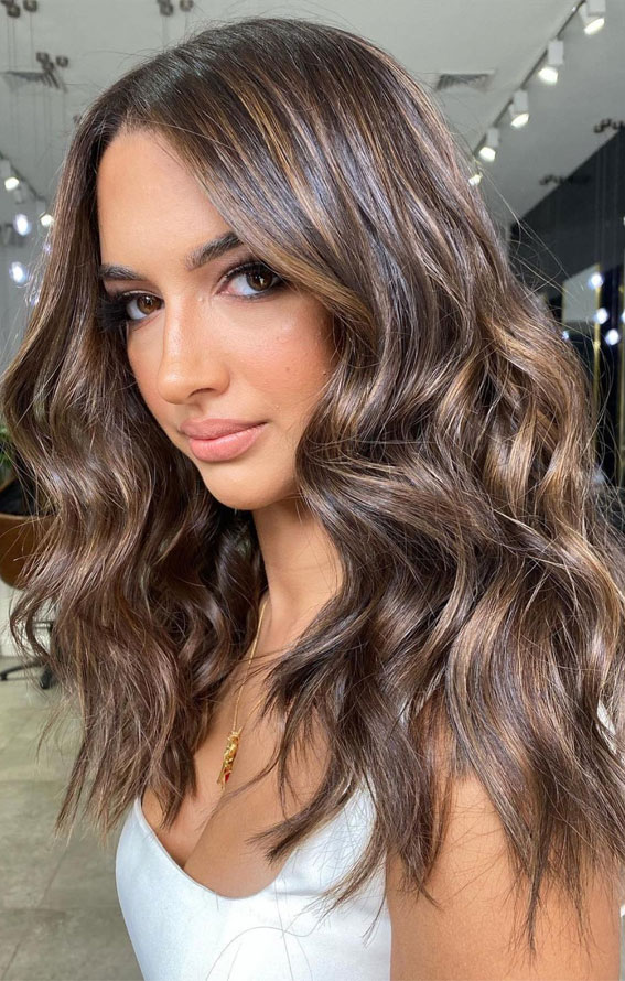 Spring Hair Color Ideas & Styles for 2021 : Brunette with highlights