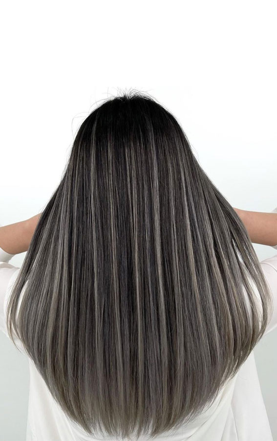 silver beige airtouch, spring hair colors, spring hair colors for brunettes, hair color ideas, hair color ideas for brunettes, new hair color trends 2021, brown hair color , brunette hair color, balayage hair, brown balayage