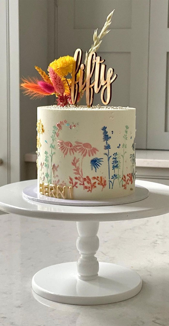 Pretty Cake Ideas For Every Celebration : Botanical themed 50th ...