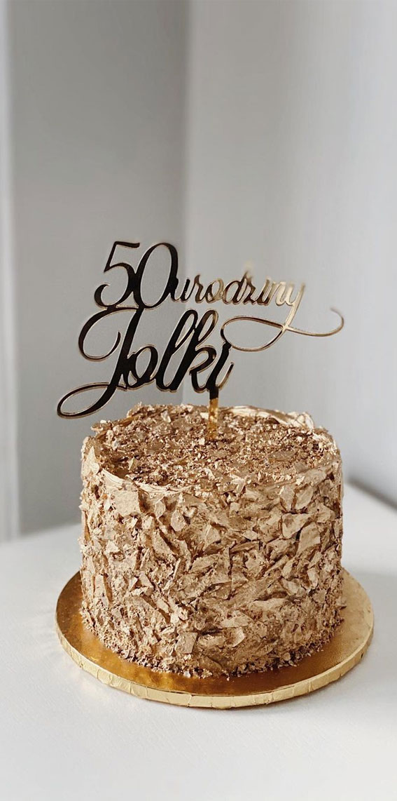 Pretty Cake Ideas For Every Celebration : Gold Textured Birthday Cake