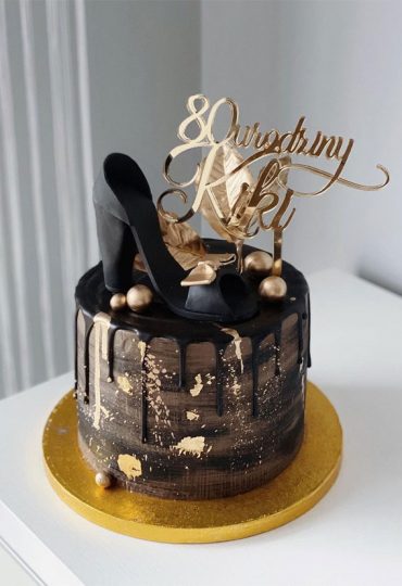 Pretty Cake Ideas For Every Celebration : Black and gold cake for 80th