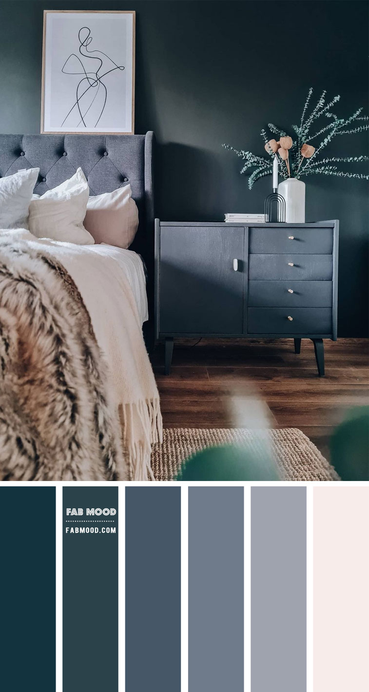 Charcoal and Blue Grey Bedroom Color Scheme