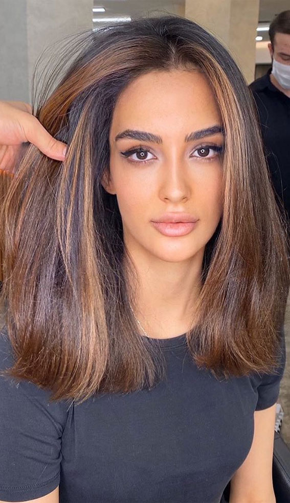 55+ Spring Hair Color Ideas & Styles for 2021 : Natural hair with coffee  highlights