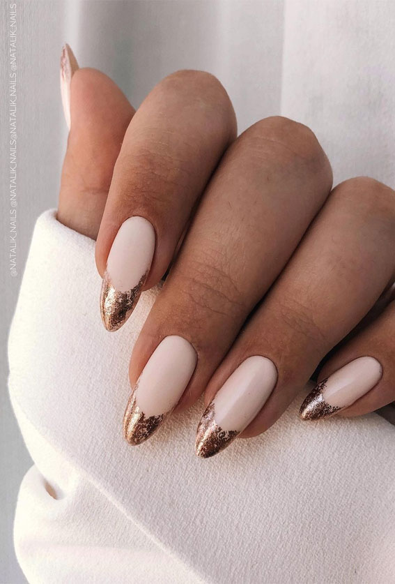 Stylish Nail Art Design Ideas To Wear In 2021 : Rose Gold French Tips