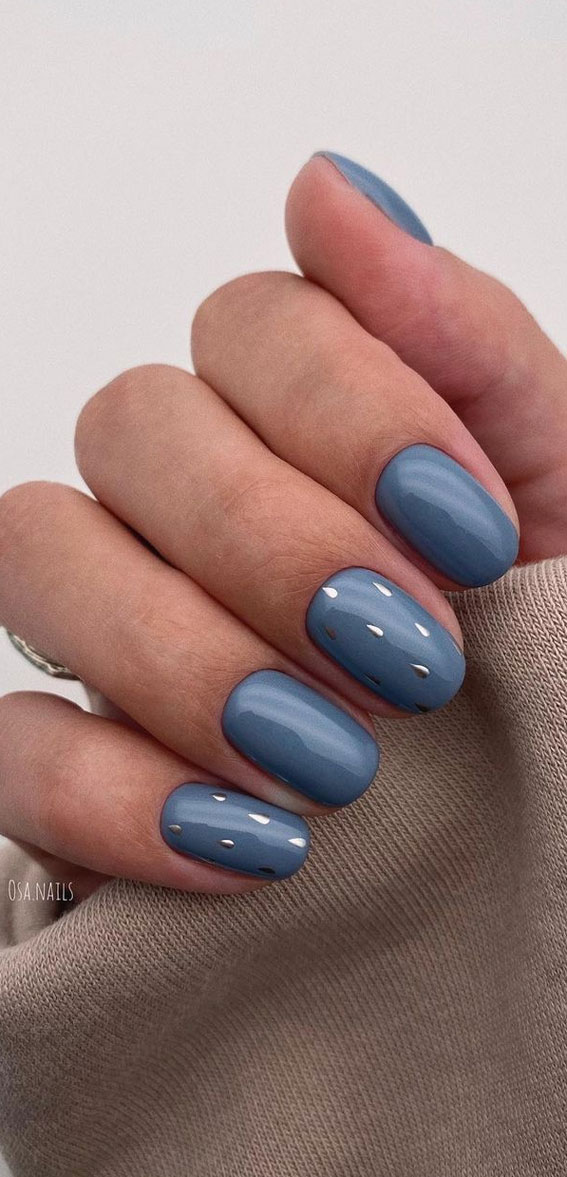 Stylish Nail Art Design Ideas To Wear In 2021 Silver Water Drop Blue Nails Look photos and read tips that will help you to get nails that you wish. wear in 2021 silver water drop blue nails