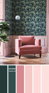 Green and Pink Colour Scheme for Living Room | Cinnamon rose color