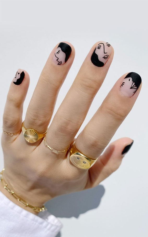 40+ Stylish Ways To Rock Spring Nails : Abstract face nails