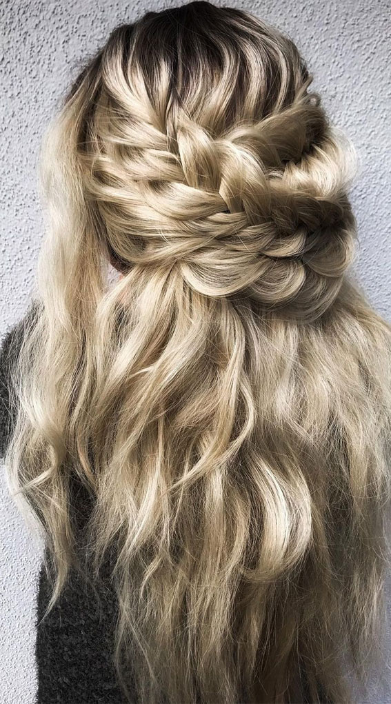 Half Up Hairstyles That Are Pretty For 2021 : Layered braids & Half Up