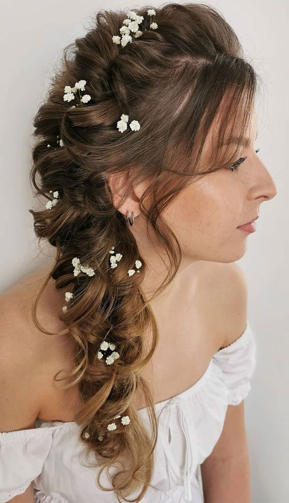 braided ponytail hairstyle, glam bridal hairstyle , glam ponytail, wedding hairstyle #weddinghairstyle